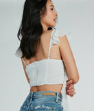 Sweetest Look Ruched And Ruffled Chiffon Crop Top