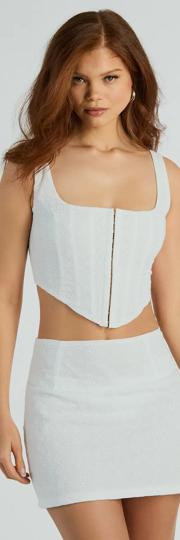 Effortless Charm Lace Up Eyelet Lace Corset Top