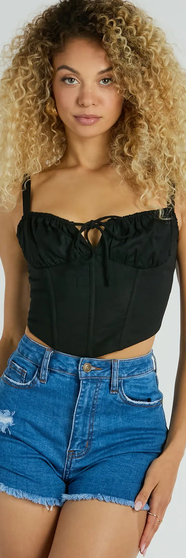 Play Your Way Tie Front Linen Corset Top