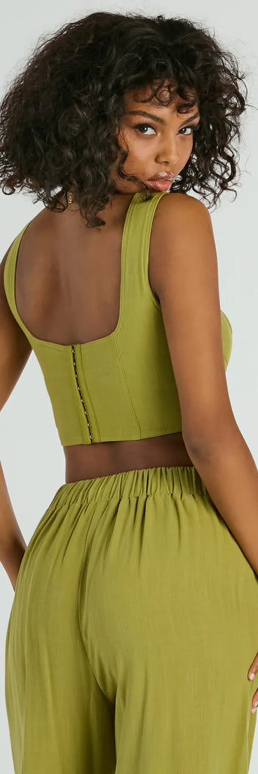 Keep It Light Sleeveless Linen Corset Top