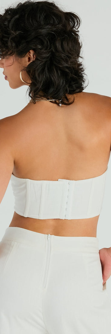 Trendy Treasure Strapless Linen Corset Top