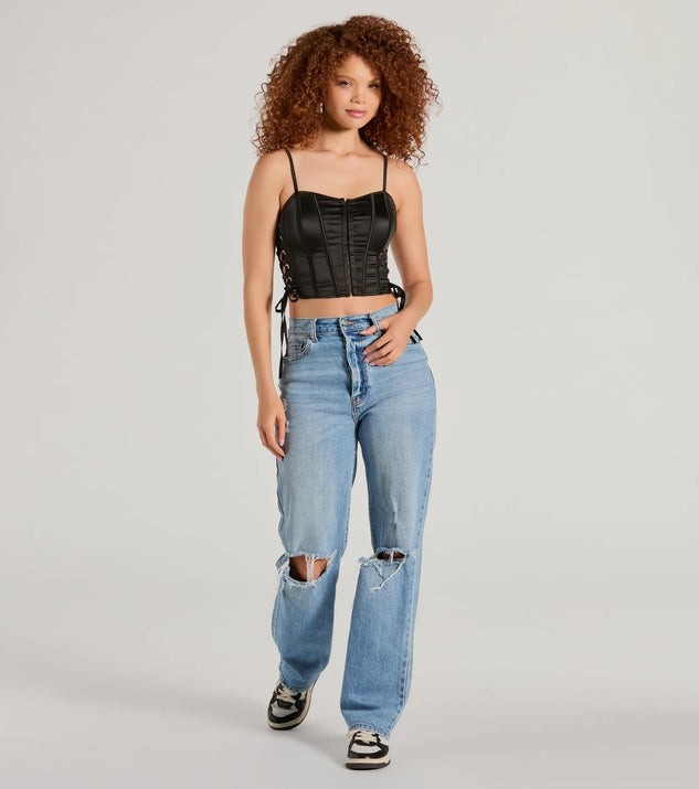 Love It Lace-Up Satin Cropped Corset Top | Windsor