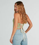 Table For Two Floral Lace-Up Corset Top