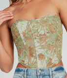 Table For Two Floral Lace-Up Corset Top