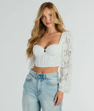 Caught Feelings Long Sleeve Lace Bustier