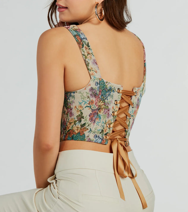 トップス elfelfarchives BUSTIER PRINTED TOP elfelfarchives BUSTIER PRINTED TOP