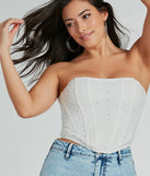Major Charmer Strapless Eyelet Lace Corset Top