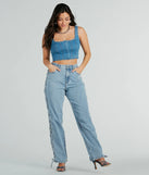 The waist-defining bodice style of the Got The Blues Sleeveless Denim Corset Top in denim is perfect for making a statement with your outfit and provides the structure, molded cups, or lace-up details that capture the corset trend.