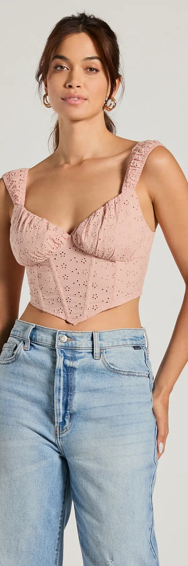 Summer Fling Sweetheart Eyelet Corset Top