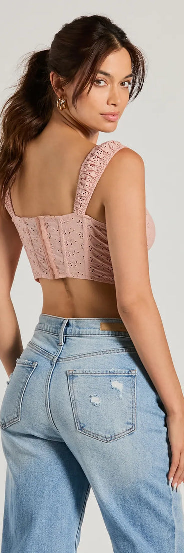 Summer Fling Sweetheart Eyelet Corset Top