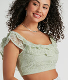 Flirty Aurora Ruffle Lace Crop Top