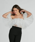 Rise And Bloom Off-The-Shoulder Floral Crop Top