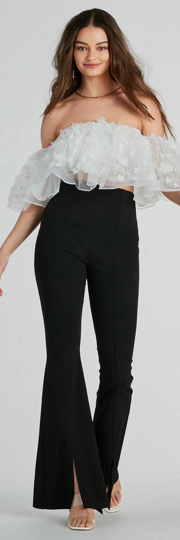 Rise And Bloom Off-The-Shoulder Floral Crop Top