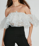 Rise And Bloom Off-The-Shoulder Floral Crop Top
