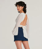 The Chic Credentials Long Sleeve Open Back Chiffon Top is a women's ivory long-sleeve top with an elevated style and unique design accents, perfect for layering or transitioning into colder months.