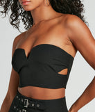 Major Baddie Strapless Cutout Woven Crop Top