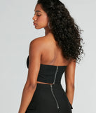Major Baddie Strapless Cutout Woven Crop Top