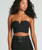 Major Baddie Strapless Cutout Woven Crop Top