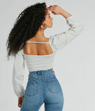 Laced-Up Babe Long Sleeve Crop Blouse