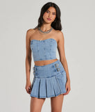 Flirty Duo Strapless Sweetheart Denim Crop Top