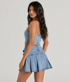 Flirty Duo Strapless Sweetheart Denim Crop Top
