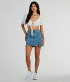 Fresh Look Puff Sleeve Tie-Front Crop Top
