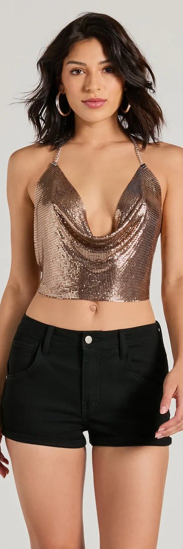 Leveled Up Glam Backless Chainmail Crop Top
