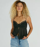 Distinctive Darling Lace Trim Chiffon Crop Top