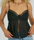 Distinctive Darling Lace Trim Chiffon Crop Top