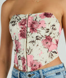 Time To Bloom Satin Floral Lace-Up Corset Top