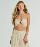 The crop top style of the Sunshine Livin' Halter Crochet Crop Top adds a sultry detail to your going-out outfits or everyday looks.