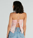 Cute Mentality Lace-Up Satin Cami Tank Top