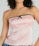 Cute Mentality Lace-Up Satin Cami Tank Top
