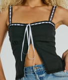 Sweet Innocence Lace Trim Bow Crop Top