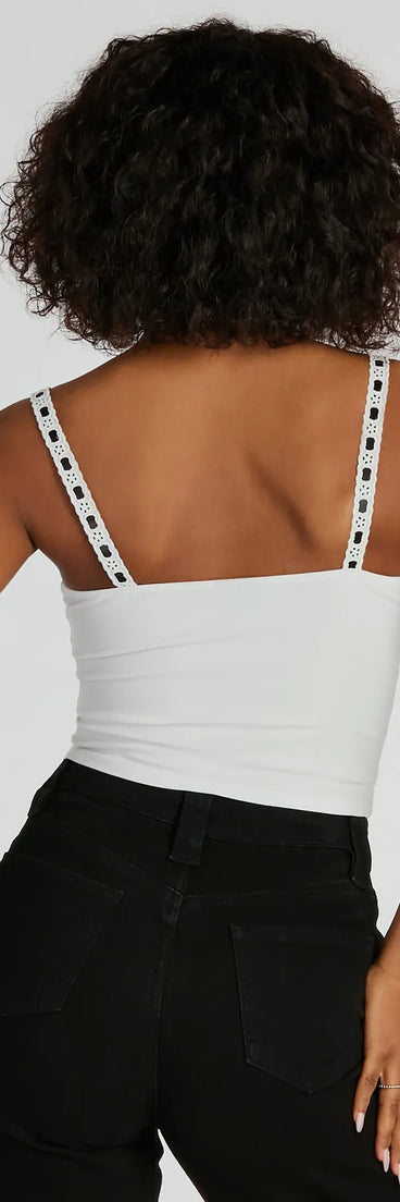 Simply Delicate Lace Trim Bow Crop Top