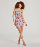 Easily Beloved Satin Lace-Up Floral Corset Top