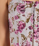 Easily Beloved Satin Lace-Up Floral Corset Top