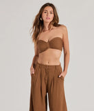 The Endless Vacay Strapless Tube Crop Top in brown with a modern design and trendy look is part of the latest women's tops collection to elevate your 2025 wardrobe.