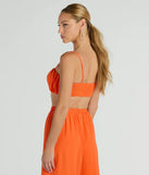 Effortlessly create party outfits or vacation-ready looks with the Gorgeous Allure Ruched Chiffon Bra Top, one part of a versatile women's orange matching set perfect for quick and easy outfit combinations from layering chic outfits to transitioning your look seamlessly.