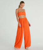 Effortlessly create party outfits or vacation-ready looks with the Gorgeous Allure Ruched Chiffon Bra Top, one part of a versatile women's orange matching set perfect for quick and easy outfit combinations from layering chic outfits to transitioning your look seamlessly.