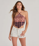 
Upgrade your style game for 2025 with the Sultry Summer Nights Boho Halter Satin Crop Top in multi-color, perfect for any fashion-forward wardrobe.