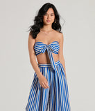 Festive Fun Strapless Striped Bandeau Crop Top
