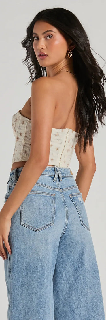 Darling Pick Strapless Floral Eyelet Bustier