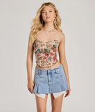 Cancun Cutie Lace-Up Tropical Floral Corset Top