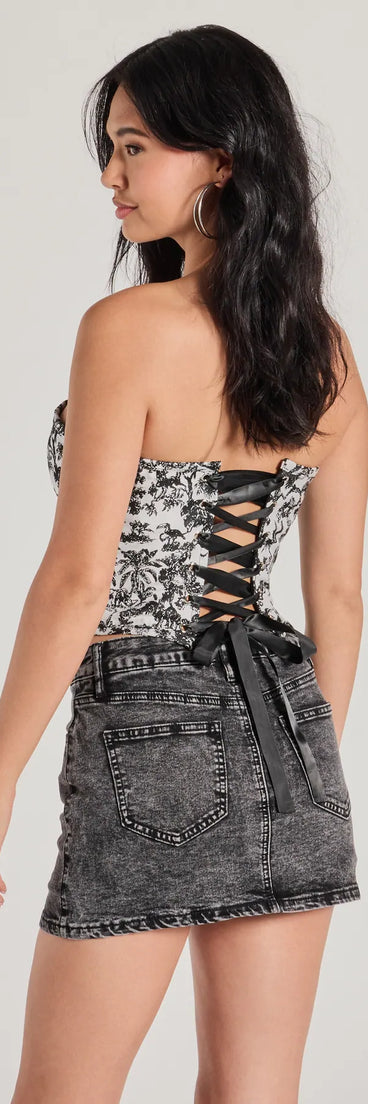 Call Of The Wild Jungle Tapestry Lace-Up Corset Top