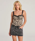 The On The Wild Side Leopard Satin Cami Crop Top in leopard print with a modern design and trendy look is part of the latest women's tops collection to elevate your 2025 wardrobe.