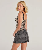 The On The Wild Side Leopard Satin Cami Crop Top in leopard print with a modern design and trendy look is part of the latest women's tops collection to elevate your 2025 wardrobe.