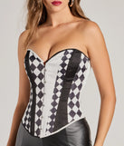 Anti-Hero Babe Checkered Diamond Strapless Corset Top
