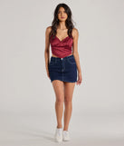 The Romance In The Air Lace Trim Satin Cami Crop Top in raisin purple with a modern design and trendy look is part of the latest women's tops collection to elevate your 2025 wardrobe.
