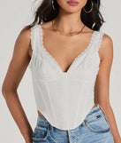 Angelic Cutie V-Neck Lace Trim Corset Top